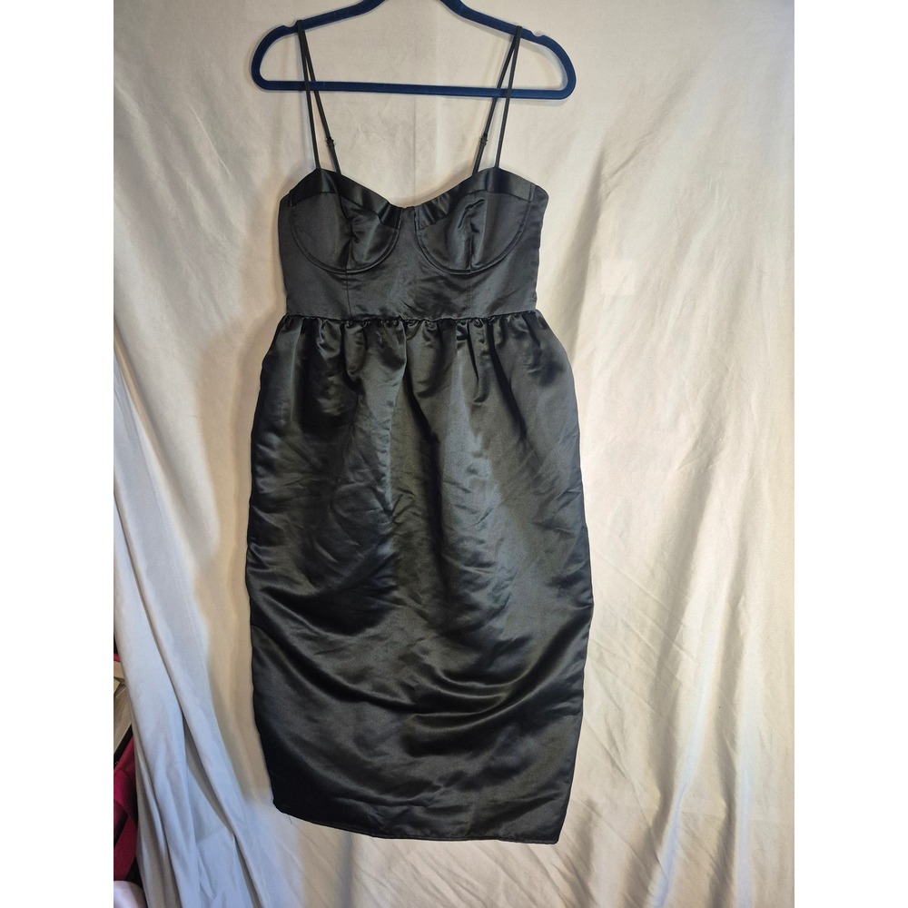 FC Future Collective Black Satin Strappy Dress‎ Sweetheart Mini Party